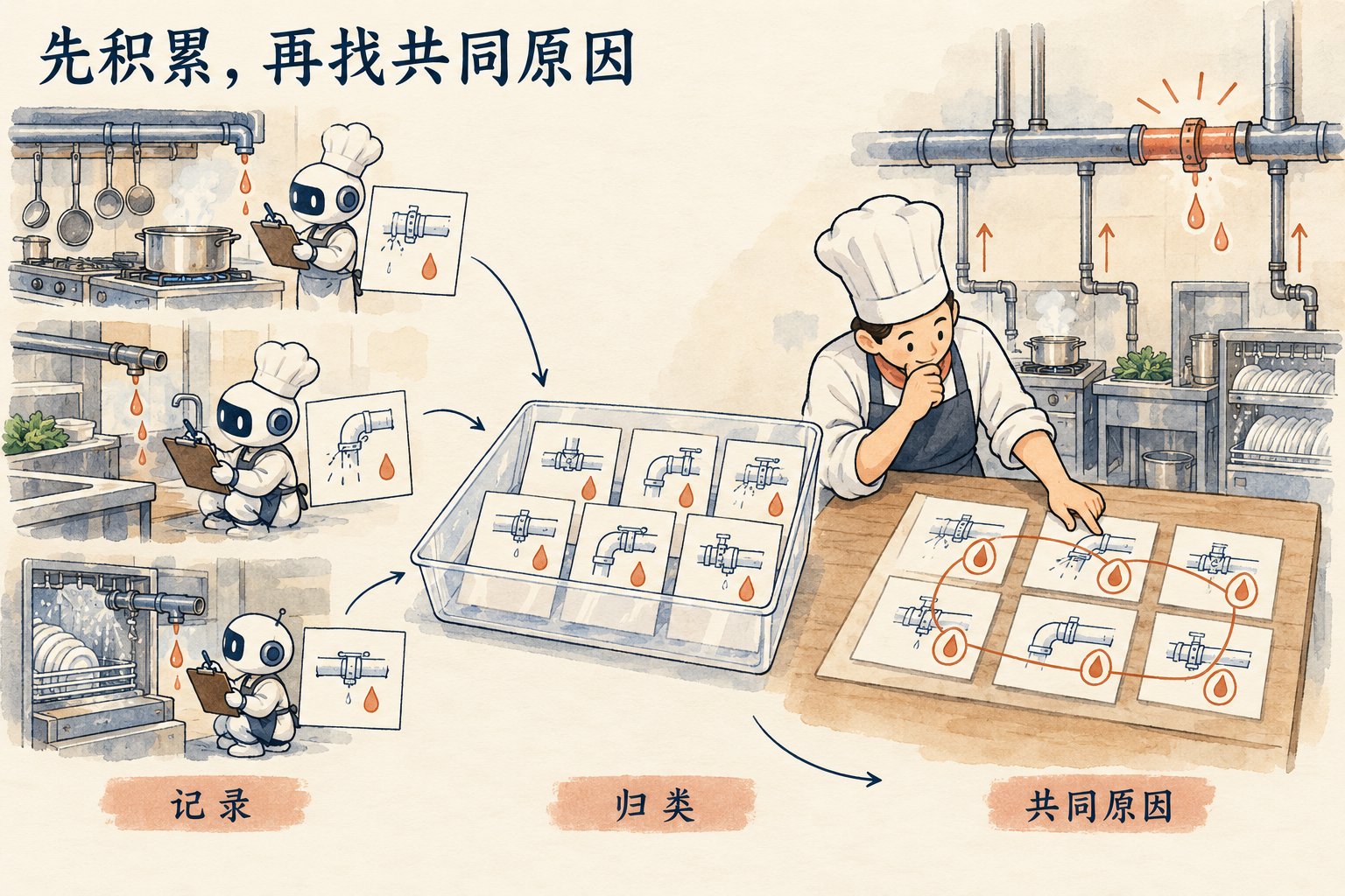 先记录后集中处理,找共同原因